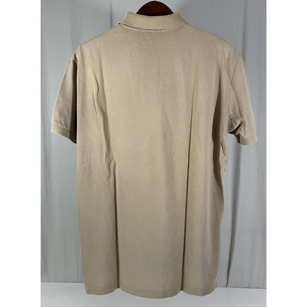Polo By Ralph Lauren Khaki Cotton High Low Short Sleeve Men's Polo Shirt Sz L